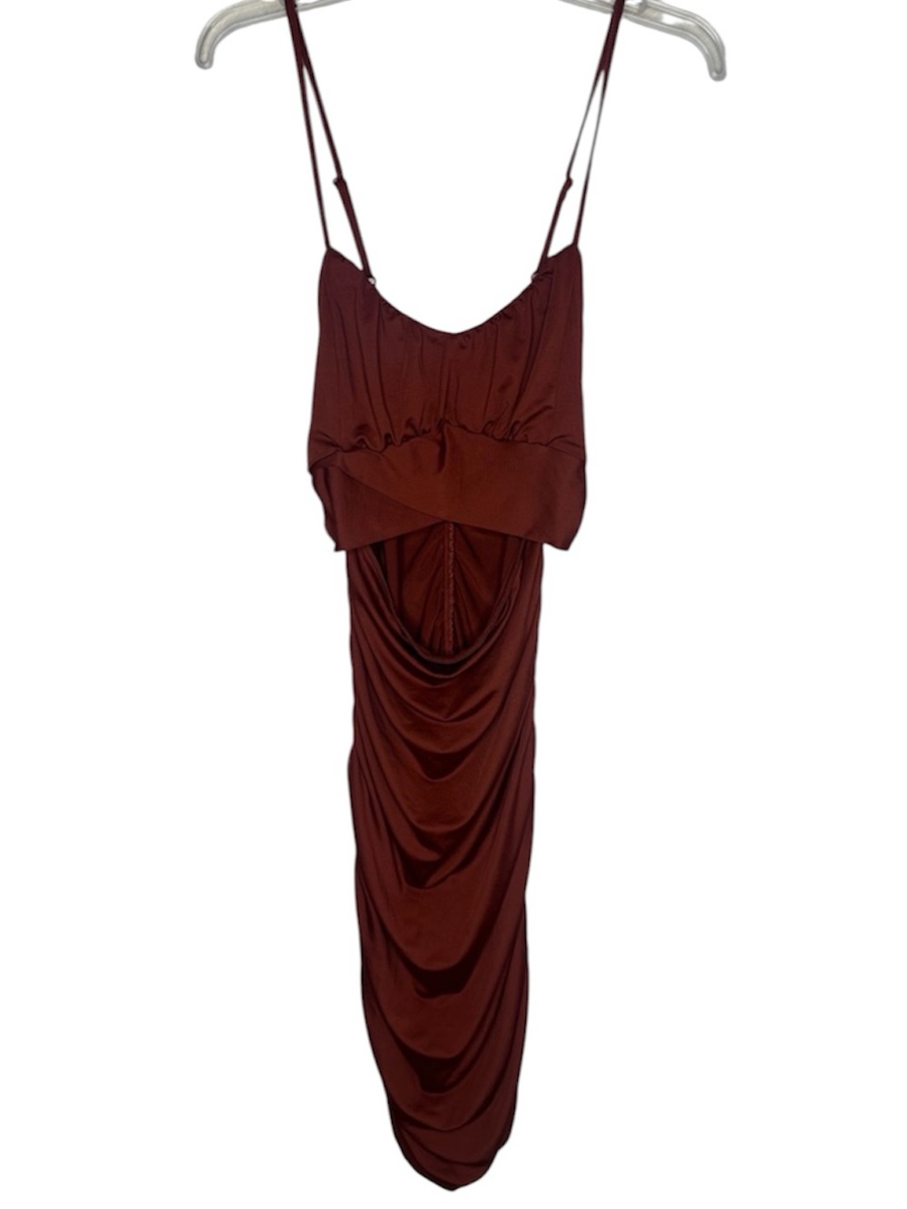 ❤️ ALMOST FAMOUS cut out front Rust Brown ruched dress size XL